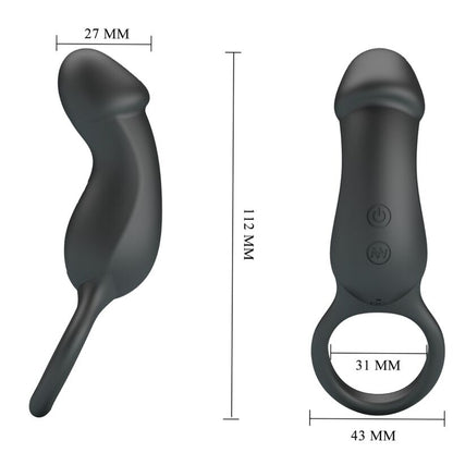 PRETTY LOVE - TRAE VIBRATING BLACK RING WITH STIMULATOR - Kink&Play