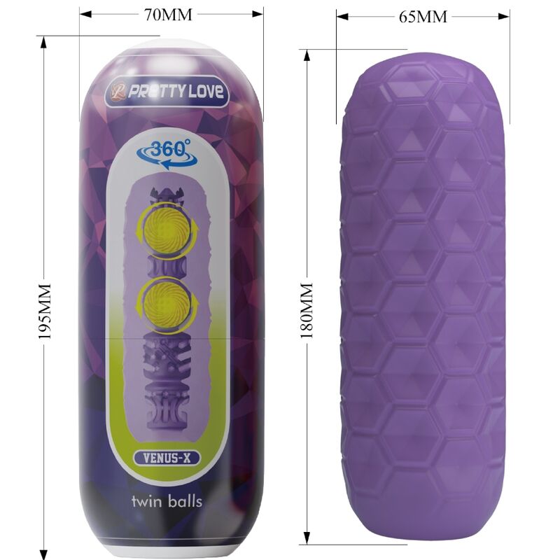 PRETTY LOVE - TWIN BALLS MALE MASTURBATOR PURPLE - Kink&Play