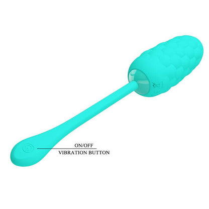 PRETTY LOVE - VIBRATING EGG WITH AQUA GREEN RECHARGEABLE MARINE TEXTURE - Kink&Play