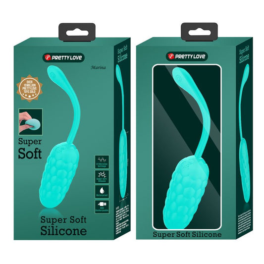 PRETTY LOVE - VIBRATING EGG WITH AQUA GREEN RECHARGEABLE MARINE TEXTURE - Kink&Play
