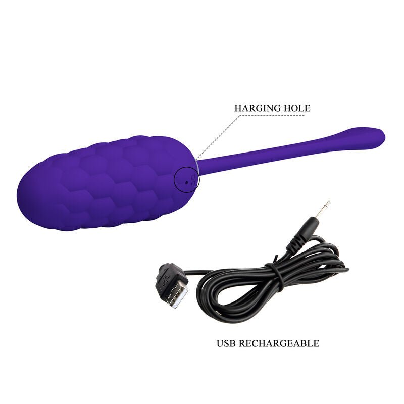 PRETTY LOVE - VIBRATING EGG WITH PURPLE RECHARGEABLE MARINE TEXTURE - Kink&Play