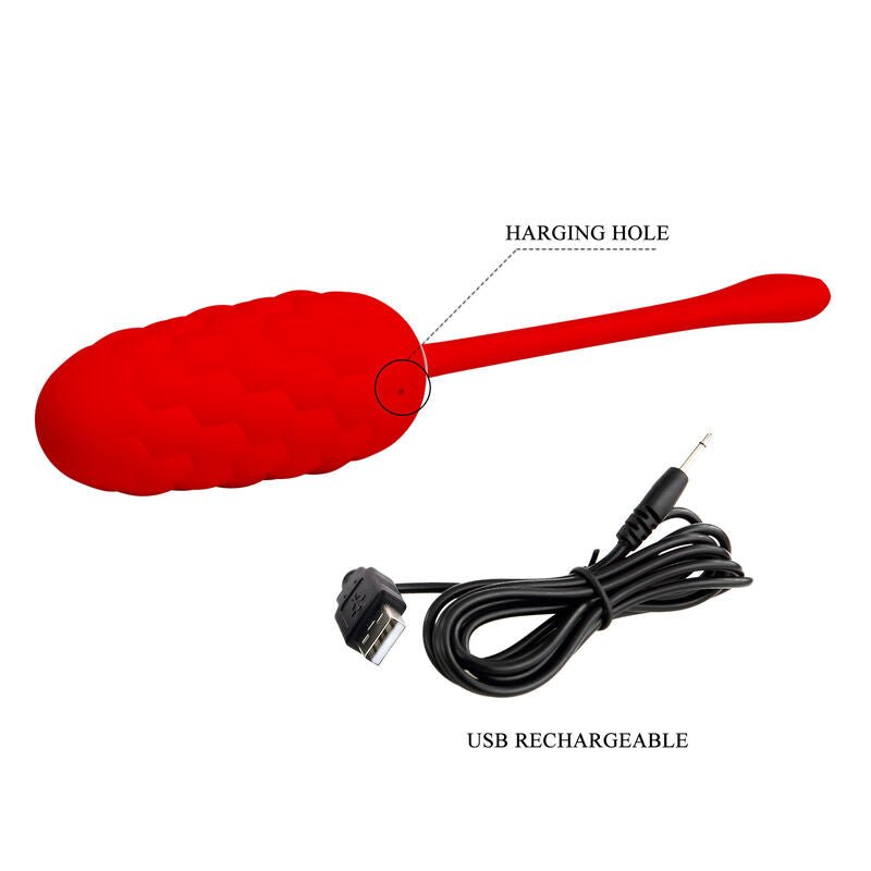 PRETTY LOVE - VIBRATING EGG WITH RED RECHARGEABLE MARINE TEXTURE - Kink&Play