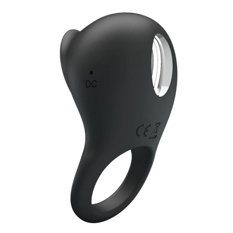 PRETTY LOVE - VIBRATING PENIS RING WITH BLACK TONGUE - Kink&Play
