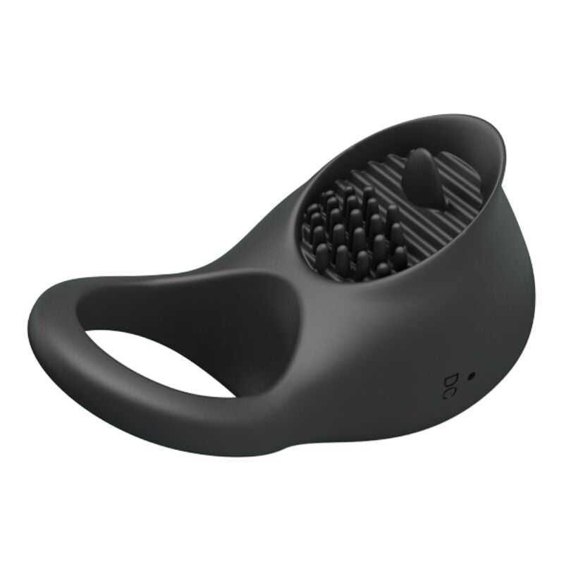 PRETTY LOVE - VIBRATING PENIS RING WITH BLACK TONGUE - Kink&Play