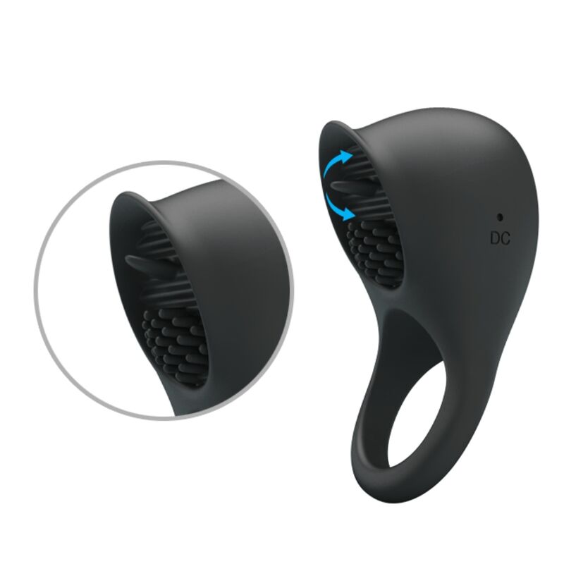 PRETTY LOVE - VIBRATING PENIS RING WITH BLACK TONGUE - Kink&Play