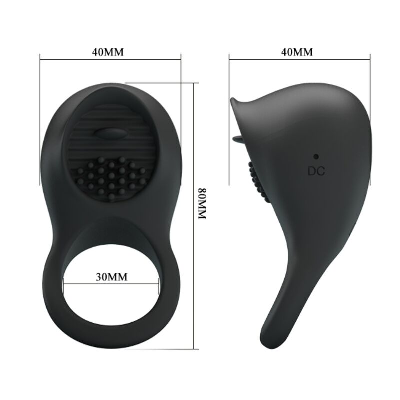PRETTY LOVE - VIBRATING PENIS RING WITH BLACK TONGUE - Kink&Play