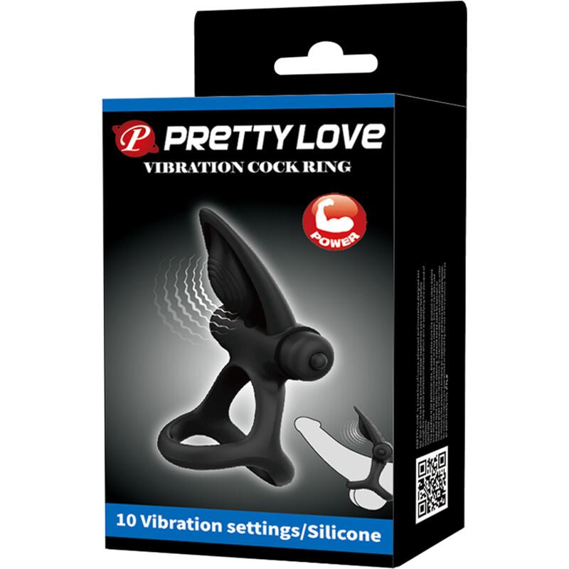 PRETTY LOVE - VIBRATING RING 10 VIBRATIONS BLACK SILICONE - Kink&Play