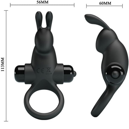 PRETTY LOVE - VIBRATING RING + RABBIT CLITORIS STIMULATOR 10 VIBRATIONS BLACK - Kink&Play