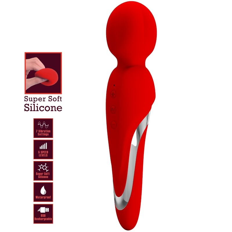 PRETTY LOVE - WALTER VIBRATOR WAND RED - Kink&Play