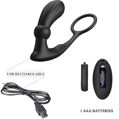 PRETTY LOVE - WARREN BLACK ANAL RING & VIBRATOR - Kink&Play