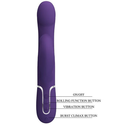 PRETTY LOVE - ZALIN RABBIT VIBRATOR PEARLS 4 IN 1 PURPLE - Kink&Play