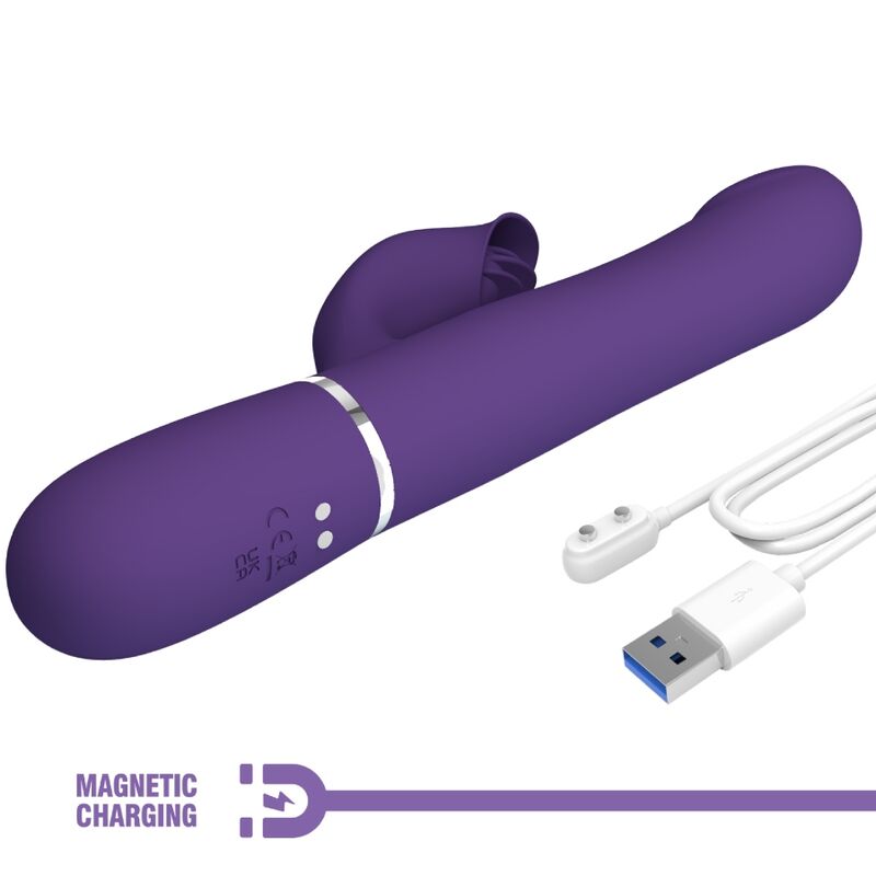 PRETTY LOVE - ZALIN RABBIT VIBRATOR PEARLS 4 IN 1 PURPLE - Kink&Play