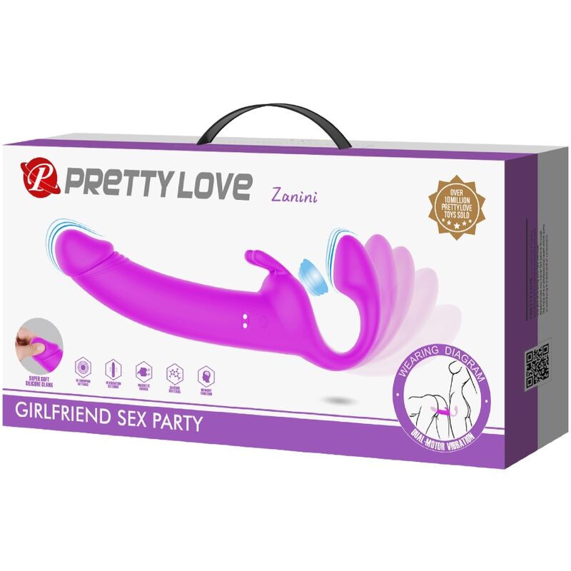 PRETTY LOVE - ZANINI STRAPLESS STRAP - ON 10 VIBRATIONS PURPLE - Kink&Play