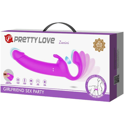 PRETTY LOVE - ZANINI STRAPLESS STRAP - ON 10 VIBRATIONS PURPLE - Kink&Play