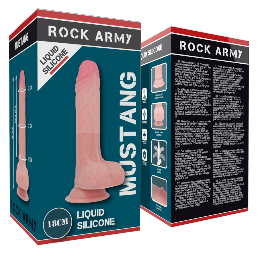 ROCKARMY - LIQUID SILICONE PREMIUM MUSTANG REALISTIC 18 CM - O - 4.14 CM - Kink&Play