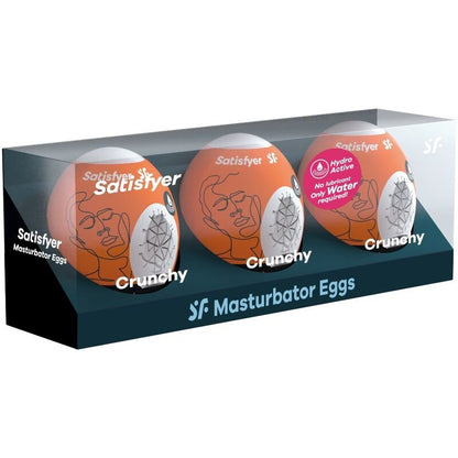 SATISFYER - 3 MASTURBATOR EGGS NAUGHTY, SAVAGE & CRUNCHY - Kink&Play