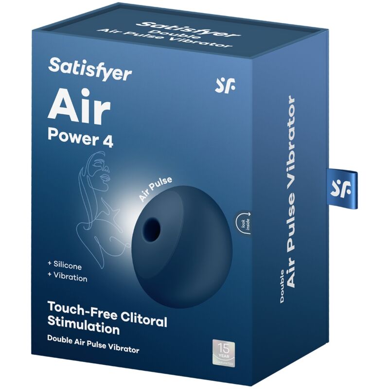SATISFYER - AIR POWER 4 STIMULATOR & VIBRATOR 12 VIBRATIONS BLUE - Kink&Play