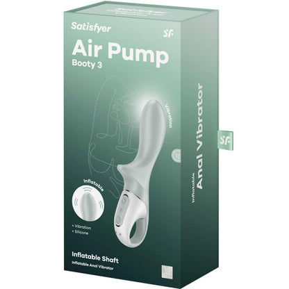 SATISFYER - AIR PUMP BOOTY 3 INFLATABLE ANAL VIBRATOR GREYGREEN - Kink&Play