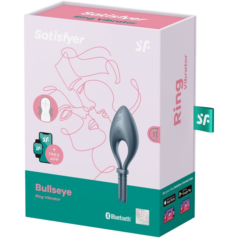 SATISFYER - BULLSEYE RING VIBRATOR APP GREY - Kink&Play