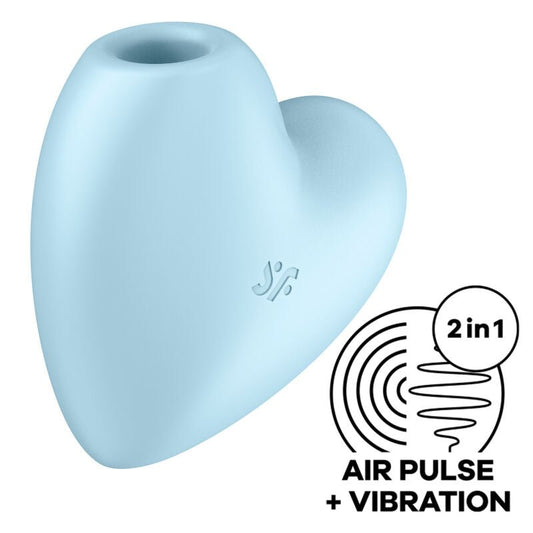 SATISFYER - CUTIE HEART AIR PULSE STIMULATOR & VIBRATOR BLUE - Kink&Play