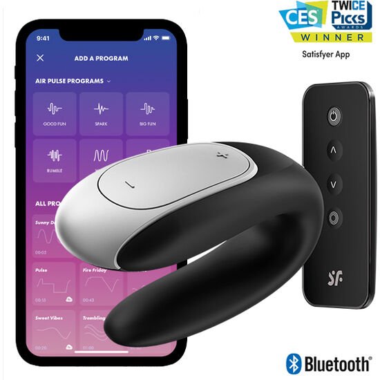 SATISFYER - DOUBLE FUN PARTNER VIBRATOR BLACK - Kink&Play