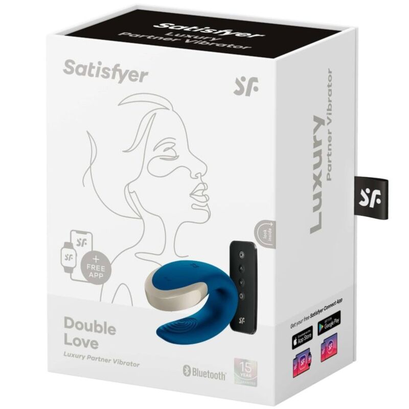 SATISFYER - DOUBLE LOVE LUXURY PARTNER VIBRATOR BLUE - Kink&Play