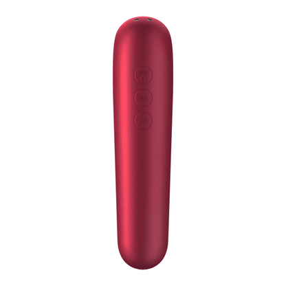 SATISFYER - DUAL LOVE VIBRATOR AND SUCTIONER WITH PULSED AIR RED - Kink&Play