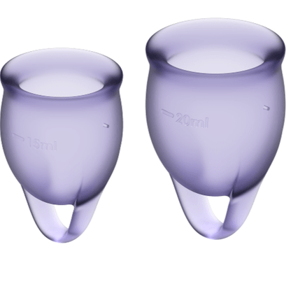 SATISFYER - FEEL CONFIDENT MENSTRUAL CUP PURPLE 15 + 20 ML - Kink&Play