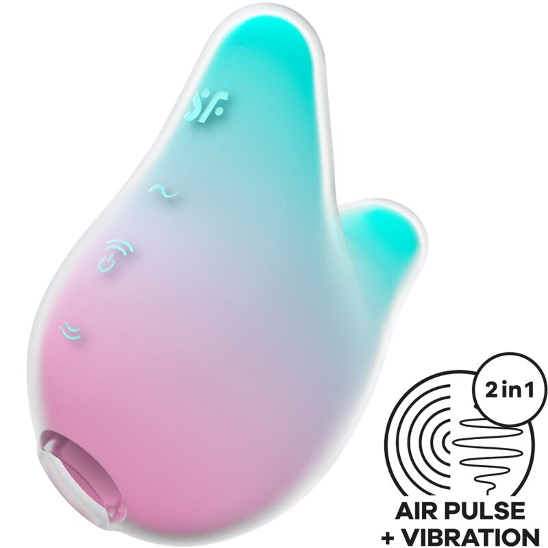 SATISFYER - MERMAID VIBES STIMULATOR & VIBRATOR MINT AND PINK - Kink&Play