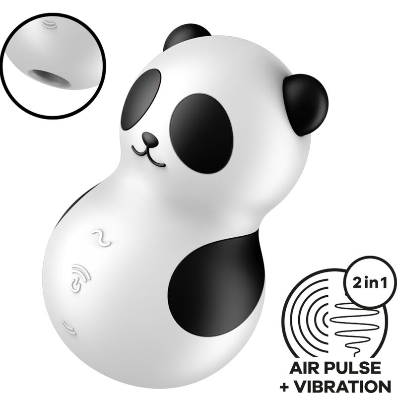 SATISFYER - POCKET PANDA STIMULATOR & VIBRATOR BLACK AND WHITE - Kink&Play