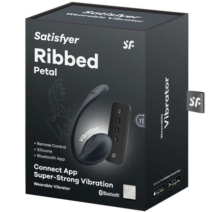 SATISFYER - RIBBED PETAL G POINT STIMULATOR REMOTE CONTROL BLACK FREE APP - Kink&Play