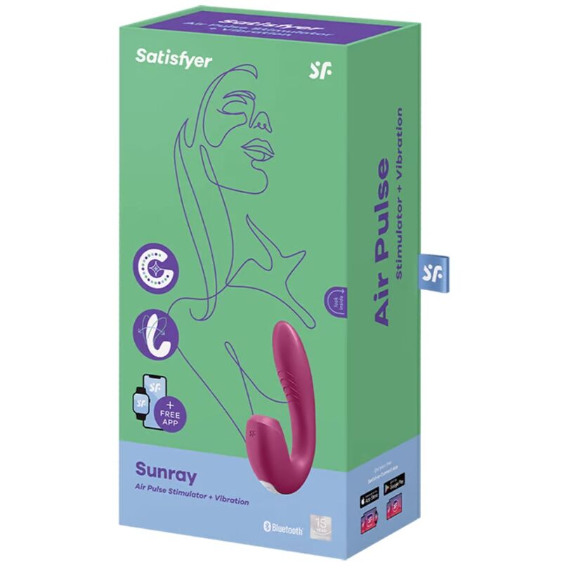 SATISFYER - SUNRAY STIMULATOR AND VIBRATOR APP RED - Kink&Play