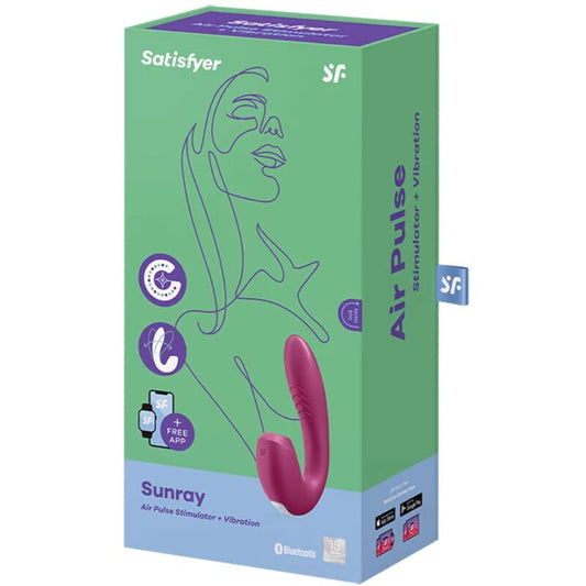 SATISFYER - SUNRAY STIMULATOR AND VIBRATOR APP RED - Kink&Play
