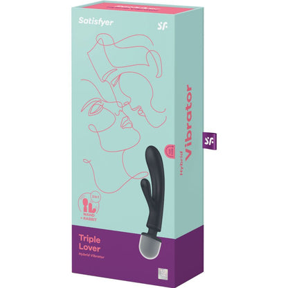 SATISFYER - TRIPLE LOVER RABBIT VIBRATOR MASSAGER PINK - Kink&Play
