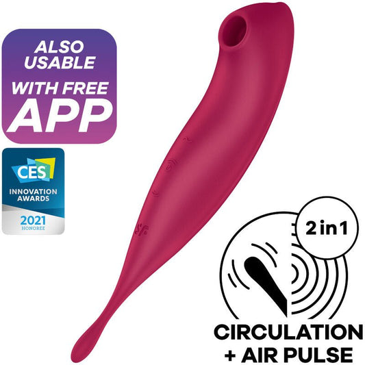 SATISFYER - TWIRLING PRO+ AIR PULSE STIMULATOR & VIBRATOR APP RED - Kink&Play
