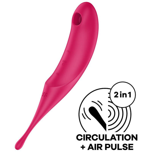 SATISFYER - TWIRLING PRO AIR PULSE STIMULATOR & VIBRATOR RED - Kink&Play