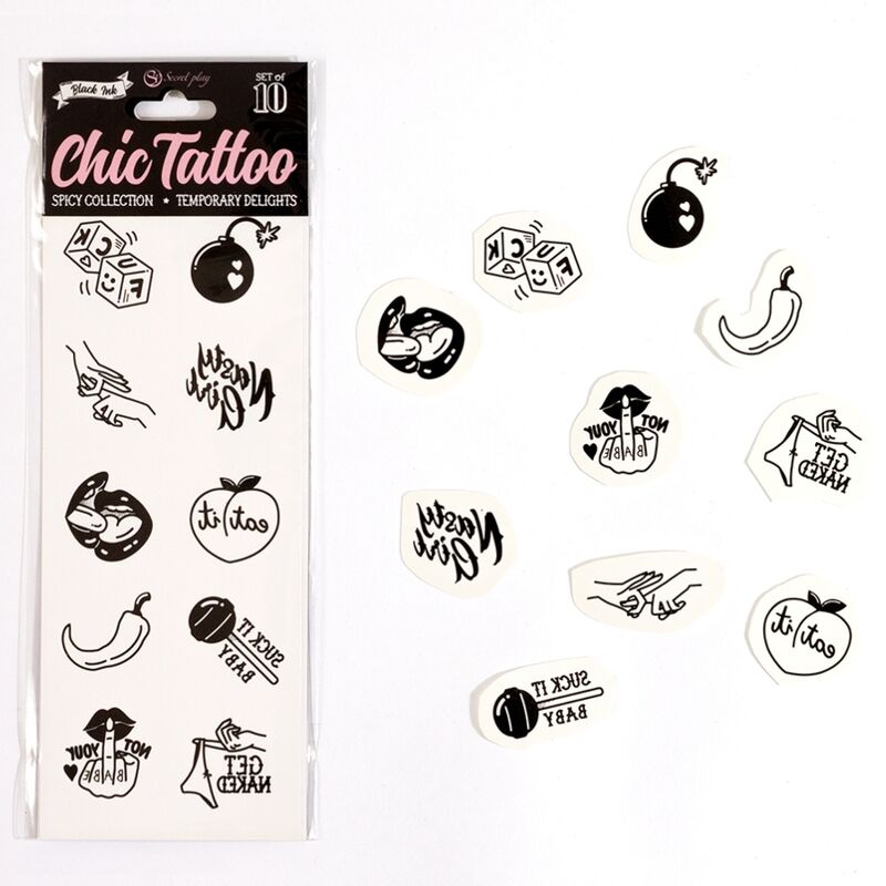 SECRET PLAY - SET OF 10 SPICY COLLECTION TEMPORARY TATTOOS - Kink&Play