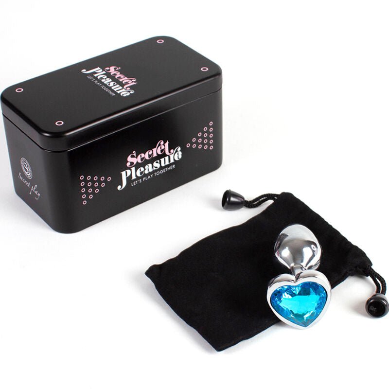 SECRETPLAY - METAL BUTT PLUG BLUE HEART SMALL SIZE 7 CM - Kink&Play