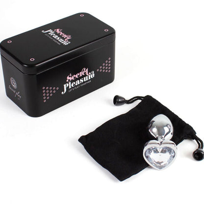 SECRETPLAY - METAL BUTT PLUG CLEAR CRYSTAL HEART SMALL SIZE 7 CM - Kink&Play