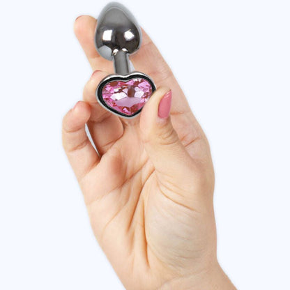 SECRETPLAY - METAL BUTT PLUG FUCHSIA HEART SMALL SIZE 7 CM - Kink&Play
