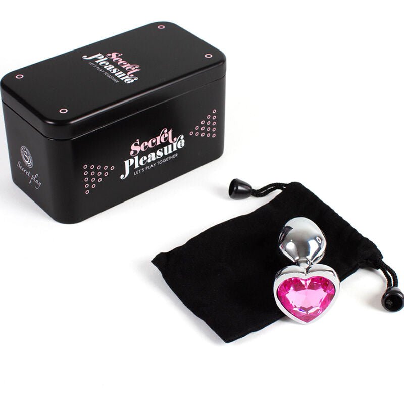 SECRETPLAY - METAL BUTT PLUG FUCHSIA HEART SMALL SIZE 7 CM - Kink&Play