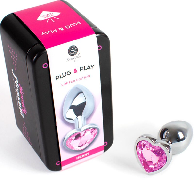 SECRETPLAY - METAL BUTT PLUG FUCHSIA HEART SMALL SIZE 7 CM - Kink&Play