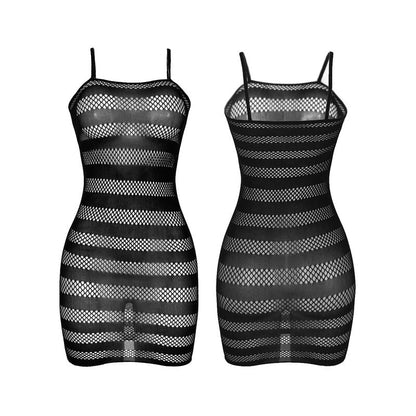 SUBBLIME - 951733 FISHNET DRESS WITH BLACK STRIPES ONE SIZE - Kink&Play