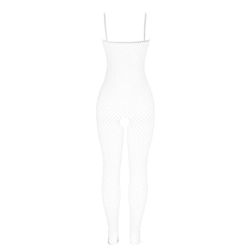 SUBBLIME - 951740 BODYSTOCKING WHITE FISHNET CROTCHLESS WITH BOWS ONE SIZE - Kink&Play