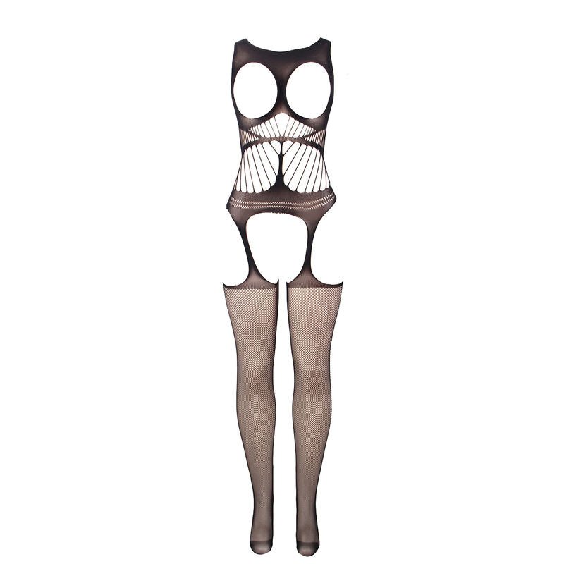 SUBBLIME - 951900 FISHNET CROTCHLESS BODYSTOCKING WITH CUP AND OPEN SHOULDERS BLACK ONE SIZE - Kink&Play