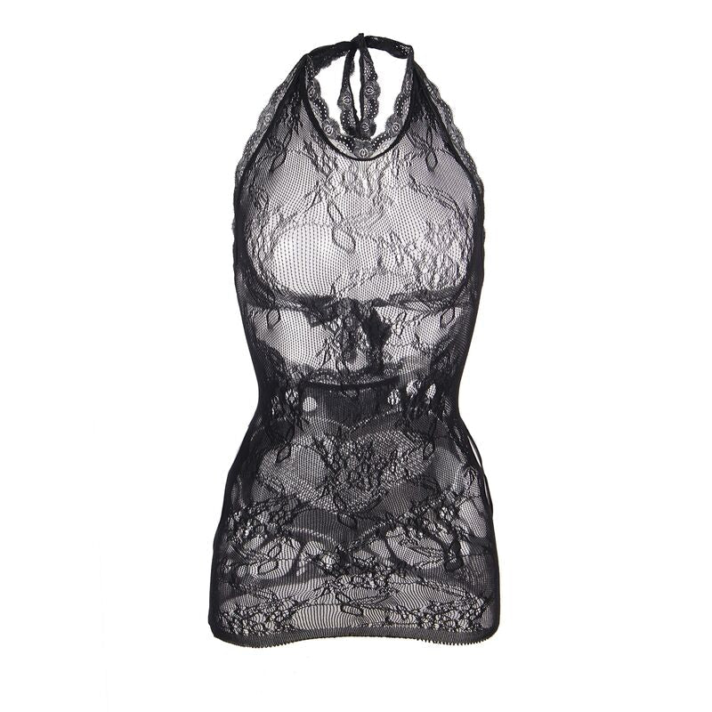 SUBBLIME - 952075 SHORT FISHNET DRESS WITH BACK BACK AND HEART DETAIL BLACK ONE SIZE - Kink&Play