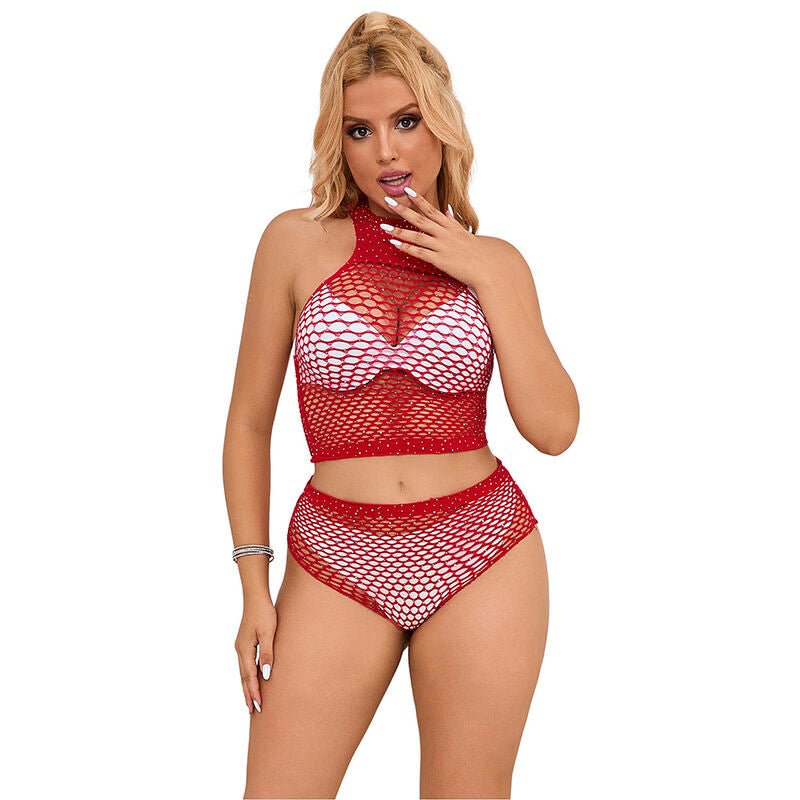 SUBBLIME - 952402 FISHNET SET WITH PINK DIAMONDS ONE SIZE - Kink&Play