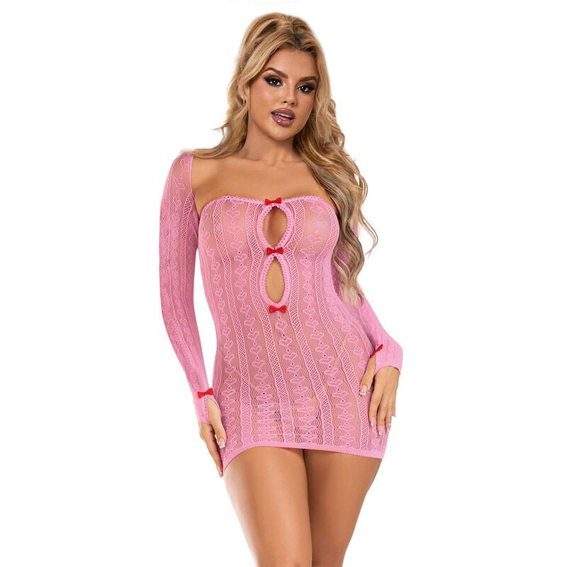 SUBBLIME - 952471 PINK FISHNET DRESS ONE SIZE - Kink&Play