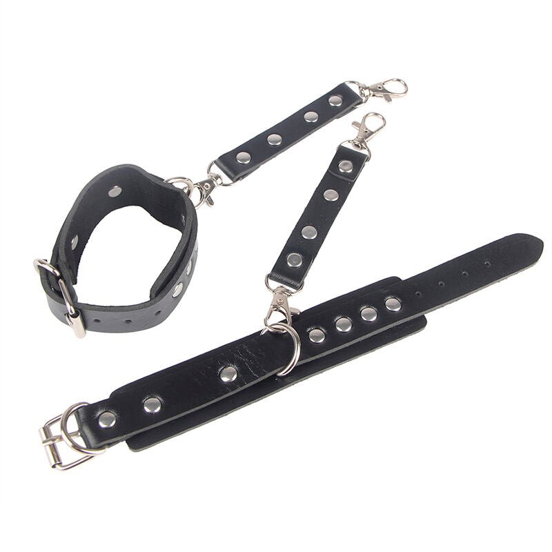SUBBLIME - 953690 HANDCUFFS WITH BONDAGE BELT BLACK ONE SIZE - Kink&Play