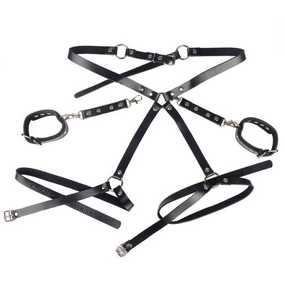 SUBBLIME - 953690 HANDCUFFS WITH BONDAGE BELT BLACK ONE SIZE - Kink&Play